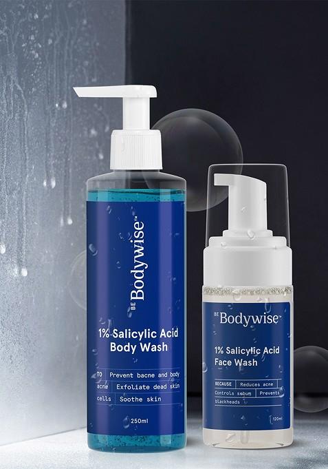 Be Bodywise Set Of Salicylic Acid Foaming Face Wash 120Ml Body 250Ml