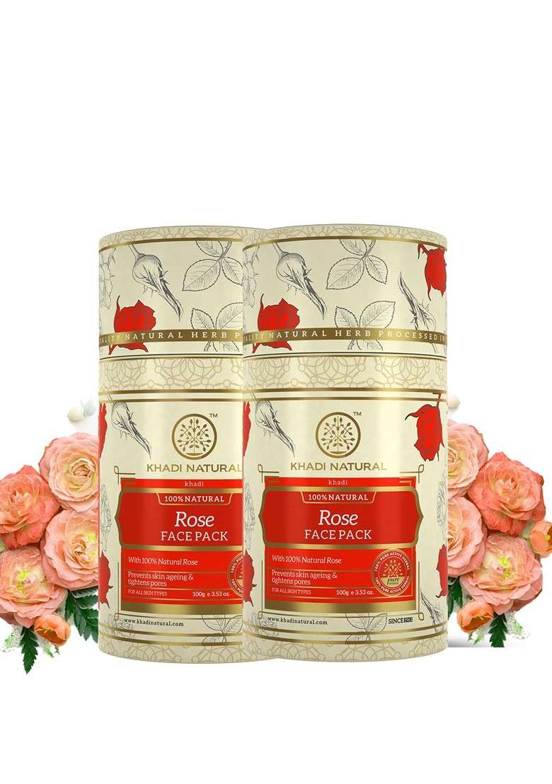 Khadi Natural Set Of 2 Rose Herbal Face Masks 100G Each - Indya