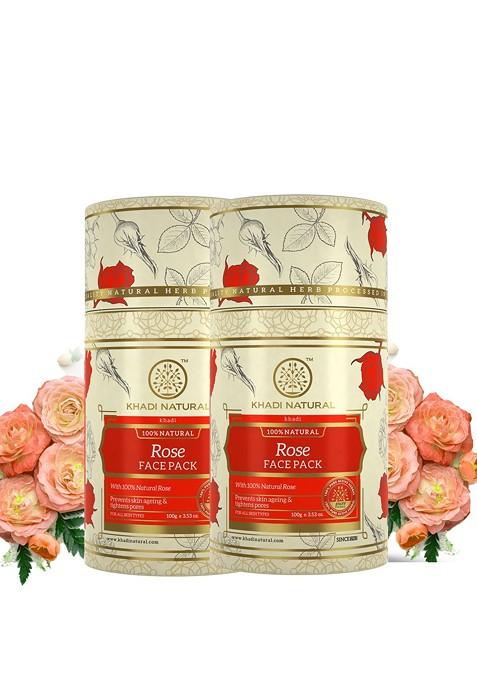 Khadi Natural Set Of 2 Rose Herbal Face Masks 100G Each