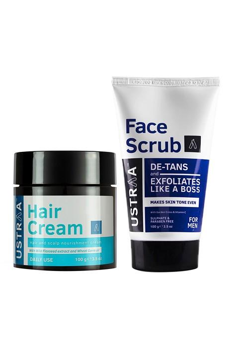 Ustraa Men De Tan Face Scrub With Daily Use Hair Cream