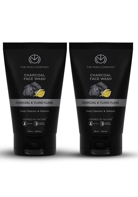 The Man Company Set Of 2 Ylang Argan Charcoal Face Wash