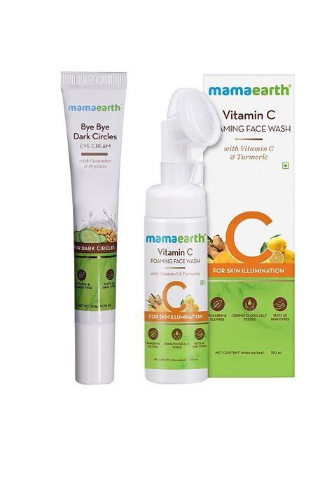 Mamaearth Unisex Set Of Sustainable Eye Cream Vitamin C Face Wash