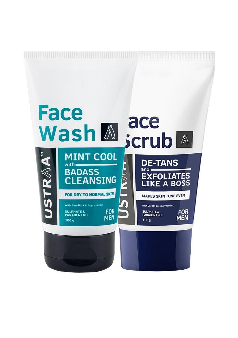 Ustraa Men Face Wash Scrub De Tan Combo 100G Each
