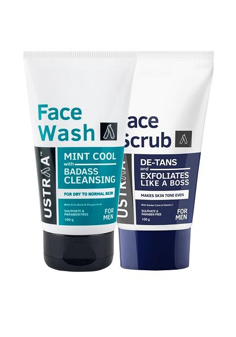 Ustraa Men Face Wash Scrub De Tan Combo 100G Each
