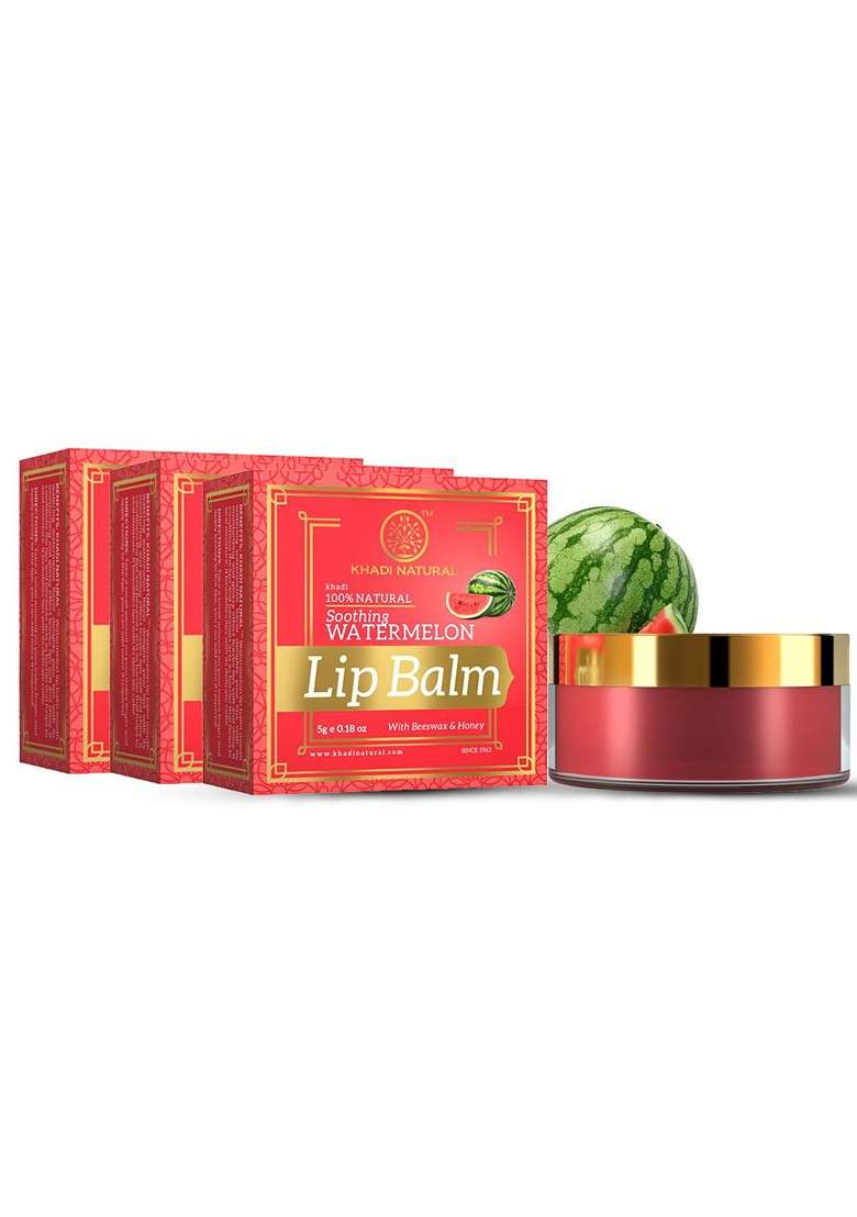 Khadi Natural Set Of 3 Watermelon Herbal Lip Balm 15G - Indya