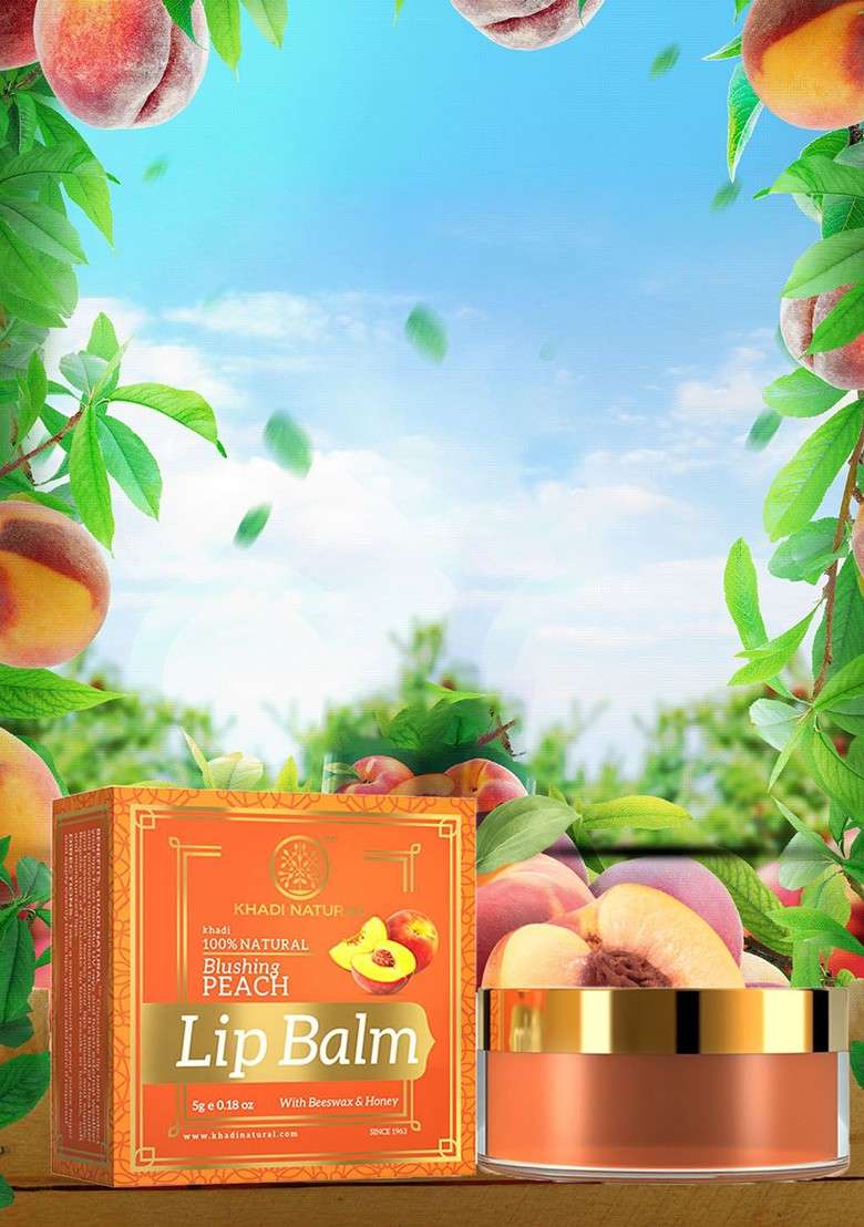 Khadi Natural Set Of 3 Peach Herbal Lip Balm With Beeeswax Honey 15G - Indya