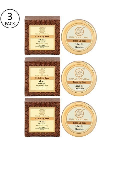 Khadi Natural Set Of 3 Chocolate Herbal Lip Balm With Beeeswax Honey