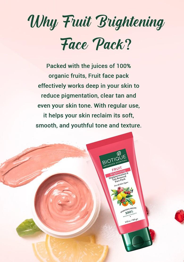 Biotique Fruit Brightening Depigmentation Tan Removal Face Pack 100G