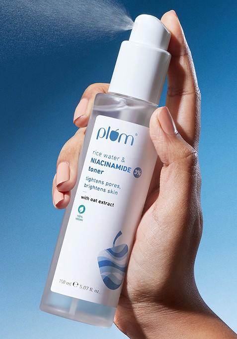 Plum 3 Niacinamide Alcohol Free Toner With Rice Water To Reduce Pores Blemishes 150Ml