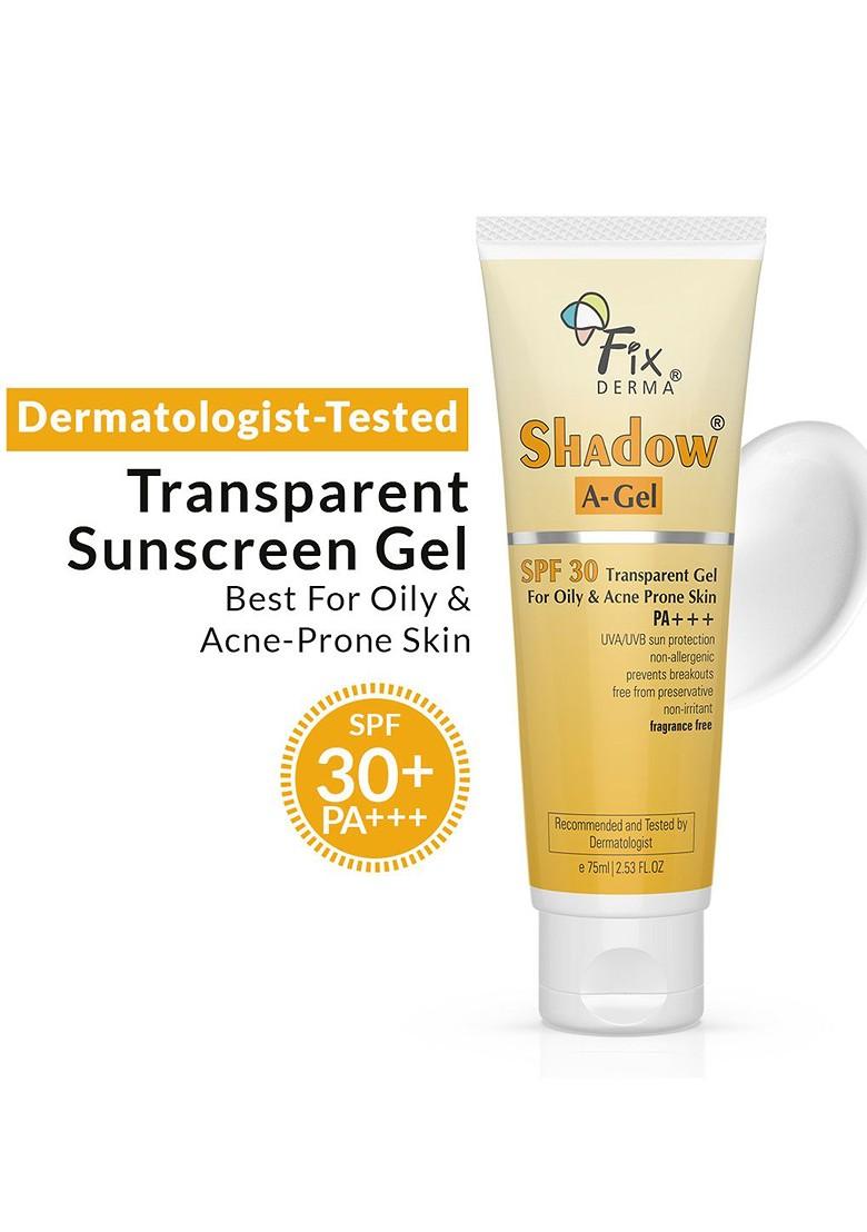 Fixderma Shadow A Gel Spf 30 Sunscreen For Acne Prone Skin Non Greasy 75Gm
