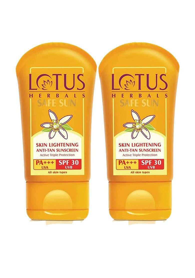 Lotus Herbals Safe Sun Set Of 2 Skin Lightening Anti Tan Spf 30 Sunscreen 50G Each - Indya