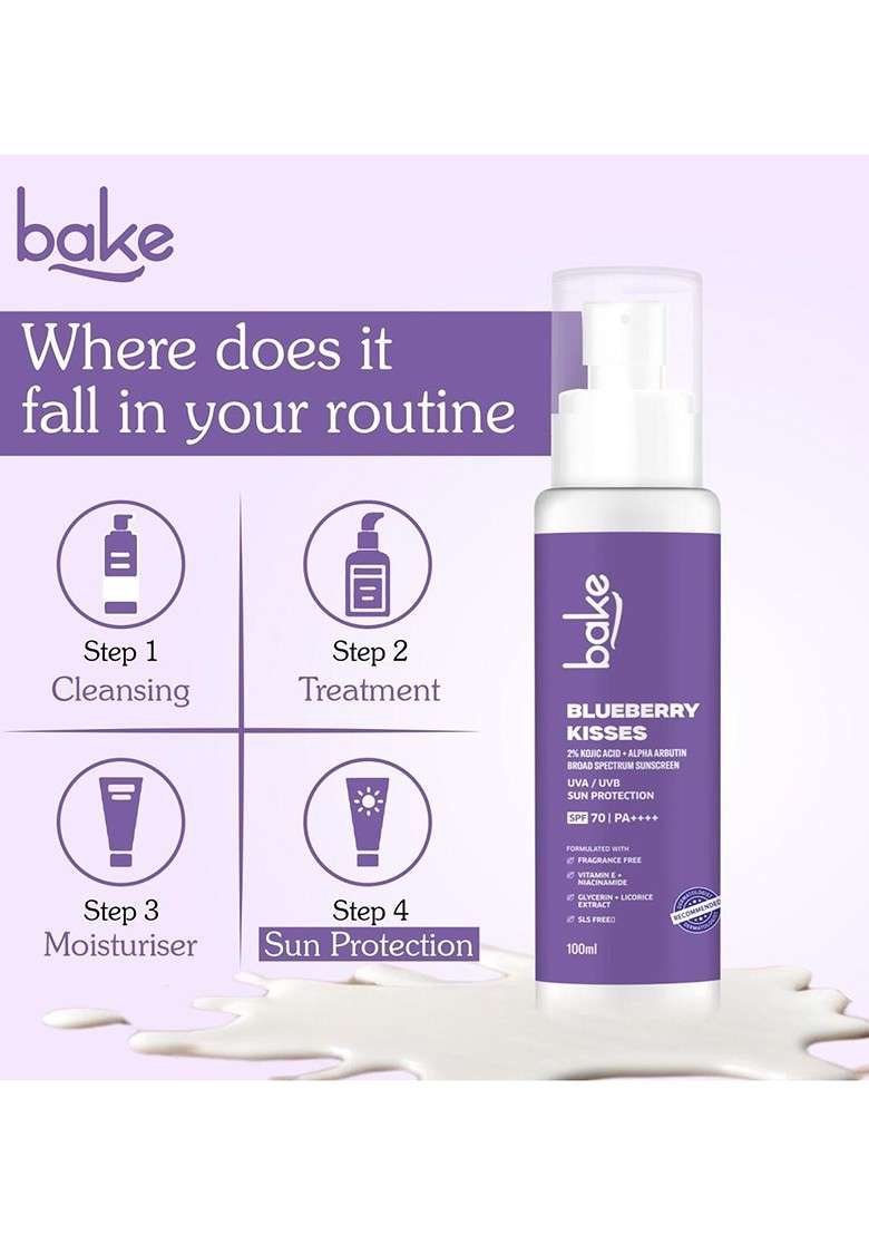 Bake Blueberry Kisses Spf 70 Pa Broad Spectrum Sunscreen 100 Ml - Indya