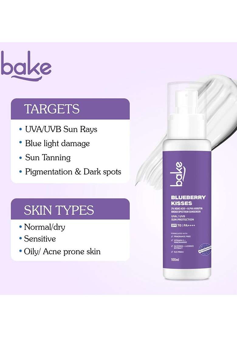 Bake Blueberry Kisses Spf 70 Pa Broad Spectrum Sunscreen 100 Ml - Indya