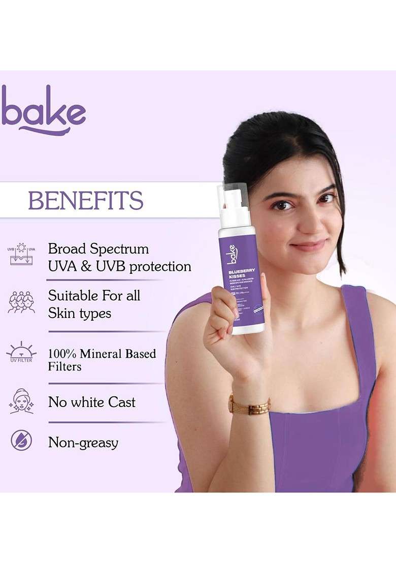 Bake Blueberry Kisses Spf 70 Pa Broad Spectrum Sunscreen 100 Ml - Indya