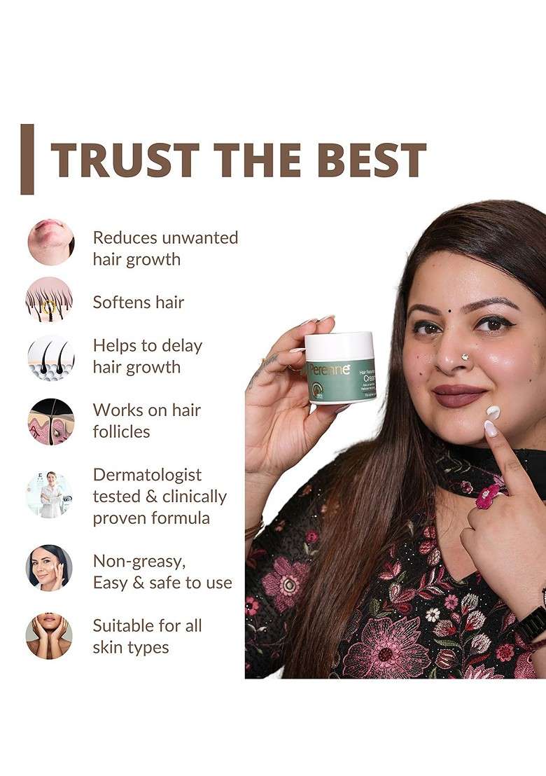 Perenne Hair Retardant Cream For Reducing Facial Body 50G - Indya