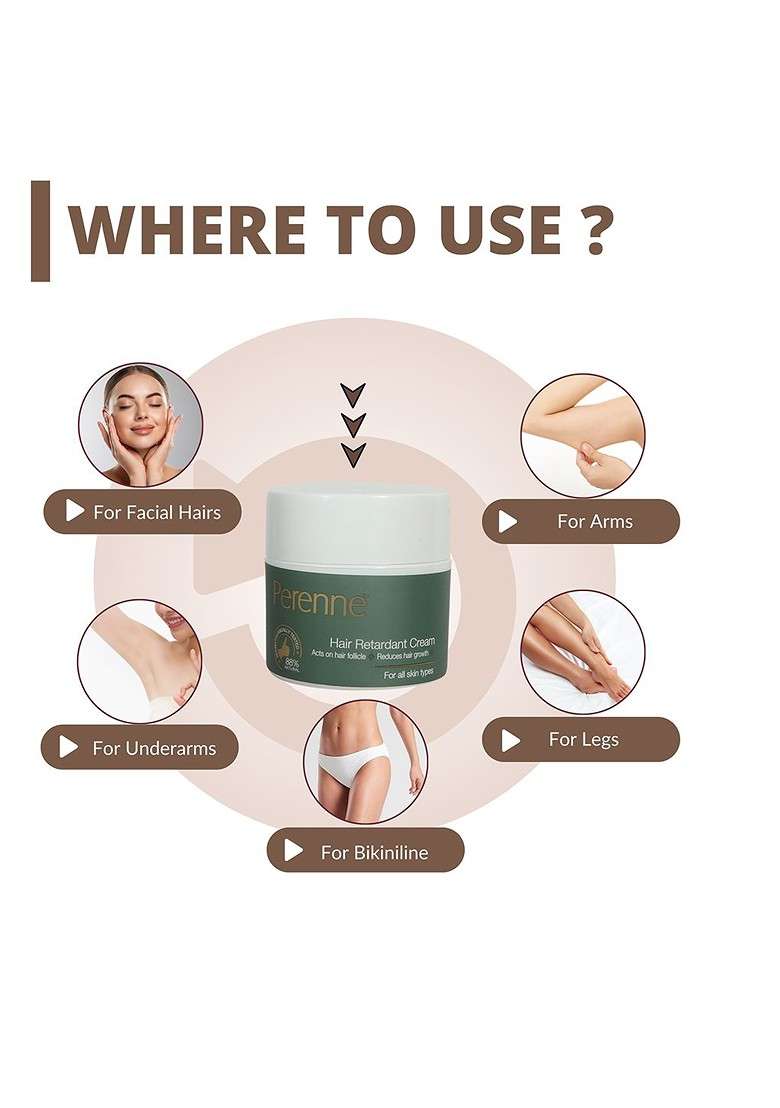 Perenne Hair Retardant Cream For Reducing Facial Body 50G - Indya