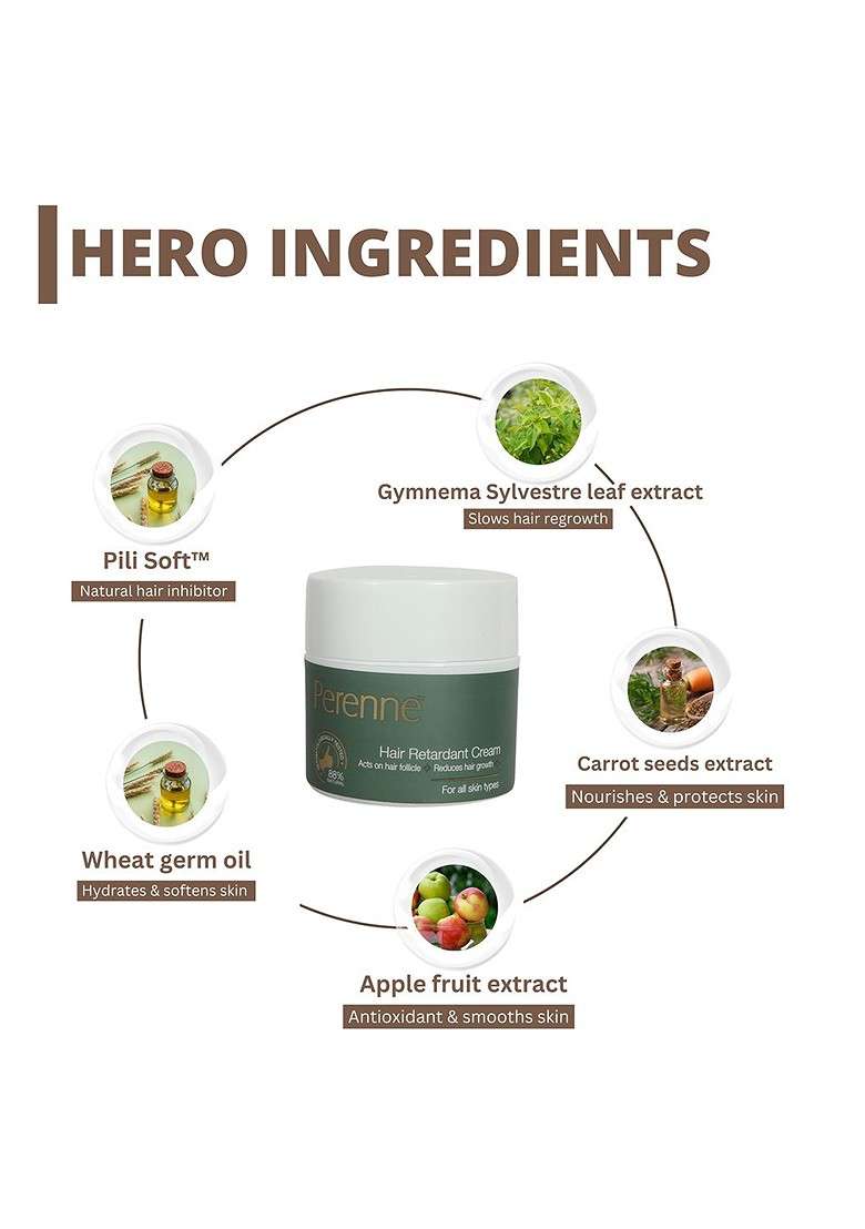 Perenne Hair Retardant Cream For Reducing Facial Body 50G - Indya