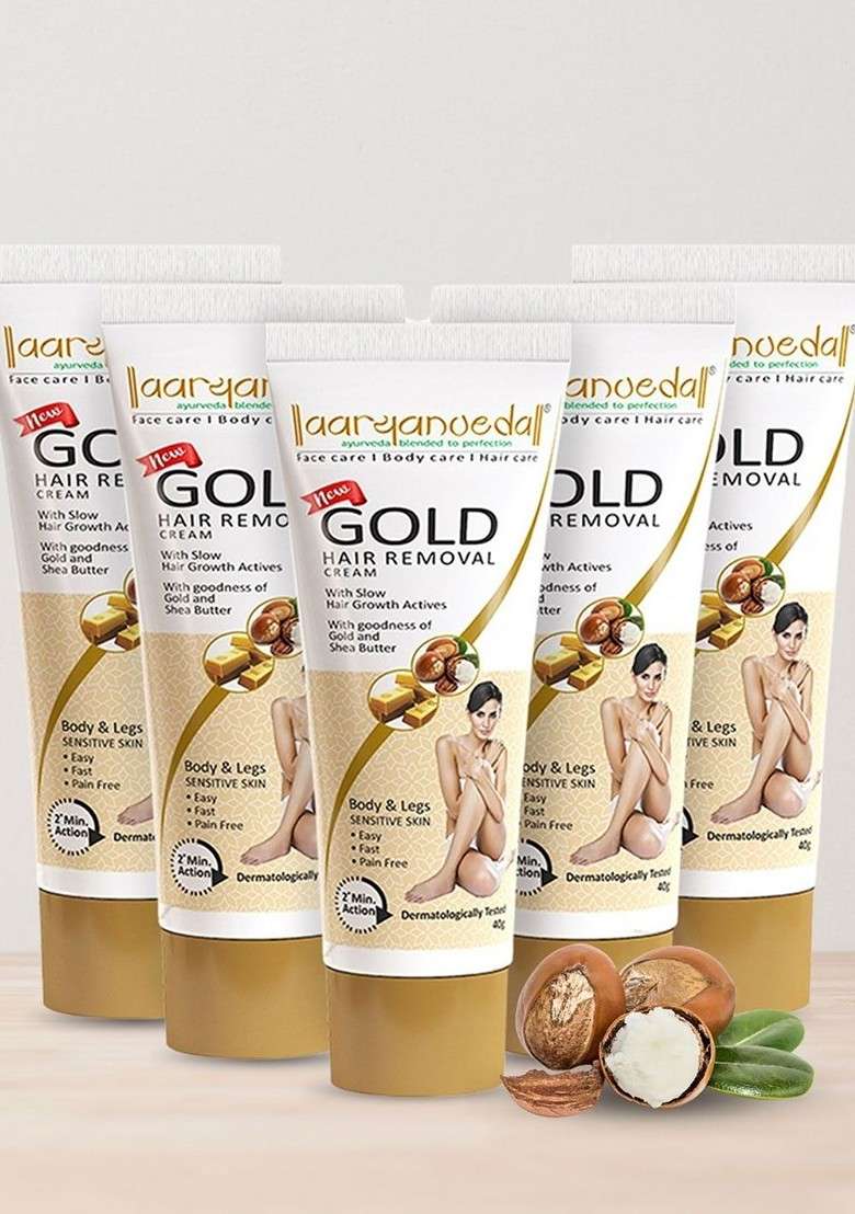 Aryanveda Set Of 5 Gold Removal Cream With No Harmful Chemicals For Underarm Legs 60G - Indya