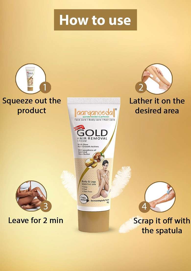 Aryanveda Set Of 5 Gold Removal Cream With No Harmful Chemicals For Underarm Legs 60G - Indya
