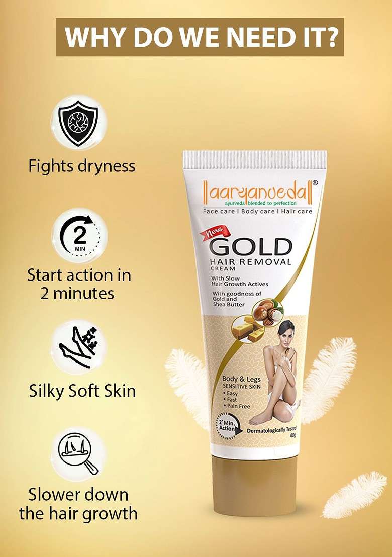 Aryanveda Set Of 5 Gold Removal Cream With No Harmful Chemicals For Underarm Legs 60G - Indya