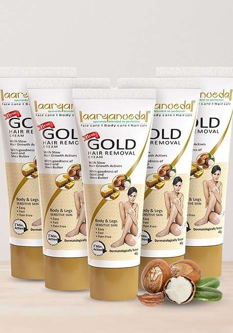 Aryanveda Set Of 5 Gold Removal Cream With No Harmful Chemicals For Underarm Legs 60G
