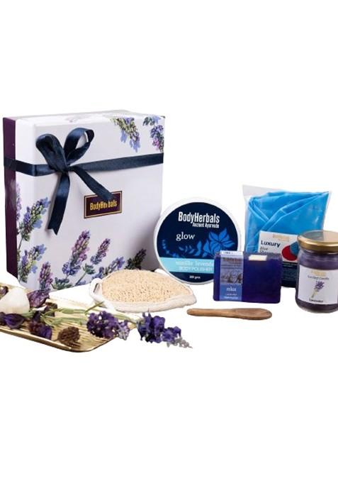 Bodyherbals 7 Pcs Lavender Vanilla Bath Body Care Spa Gift Set