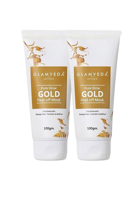 Glamveda Set Of 2 Pure Glow Gold Peel Off Mask 200Gm
