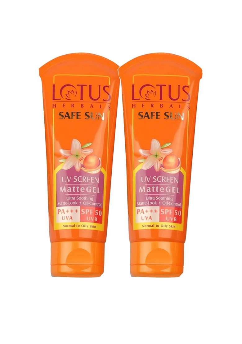 Lotus Herbals Safe Sun Set Of 2 Uv Screen Matte Gel Spf 50 50G Each - Indya