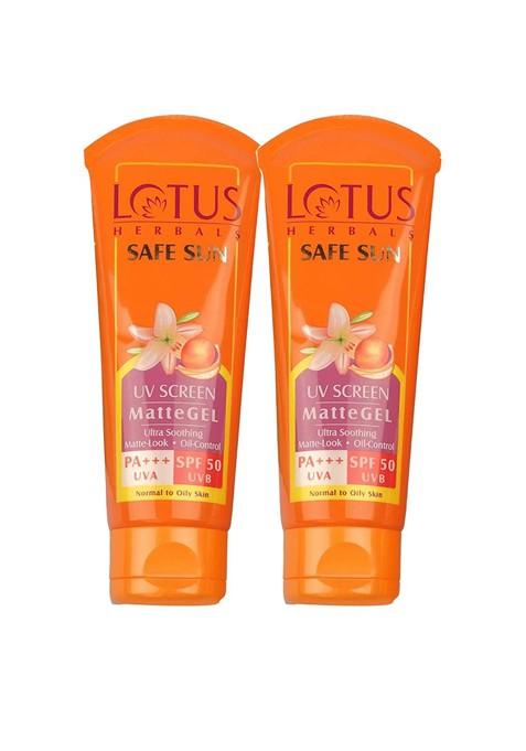 Lotus Herbals Safe Sun Set Of 2 Uv Screen Matte Gel Spf 50 50G Each