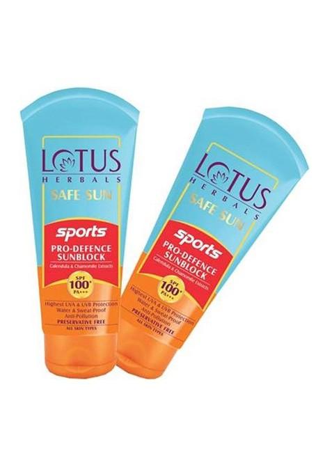 Lotus Herbals Safe Sun Set Of 2 Sports Pro Defence Sunblock Spf 100 Sunscreen 40G Each