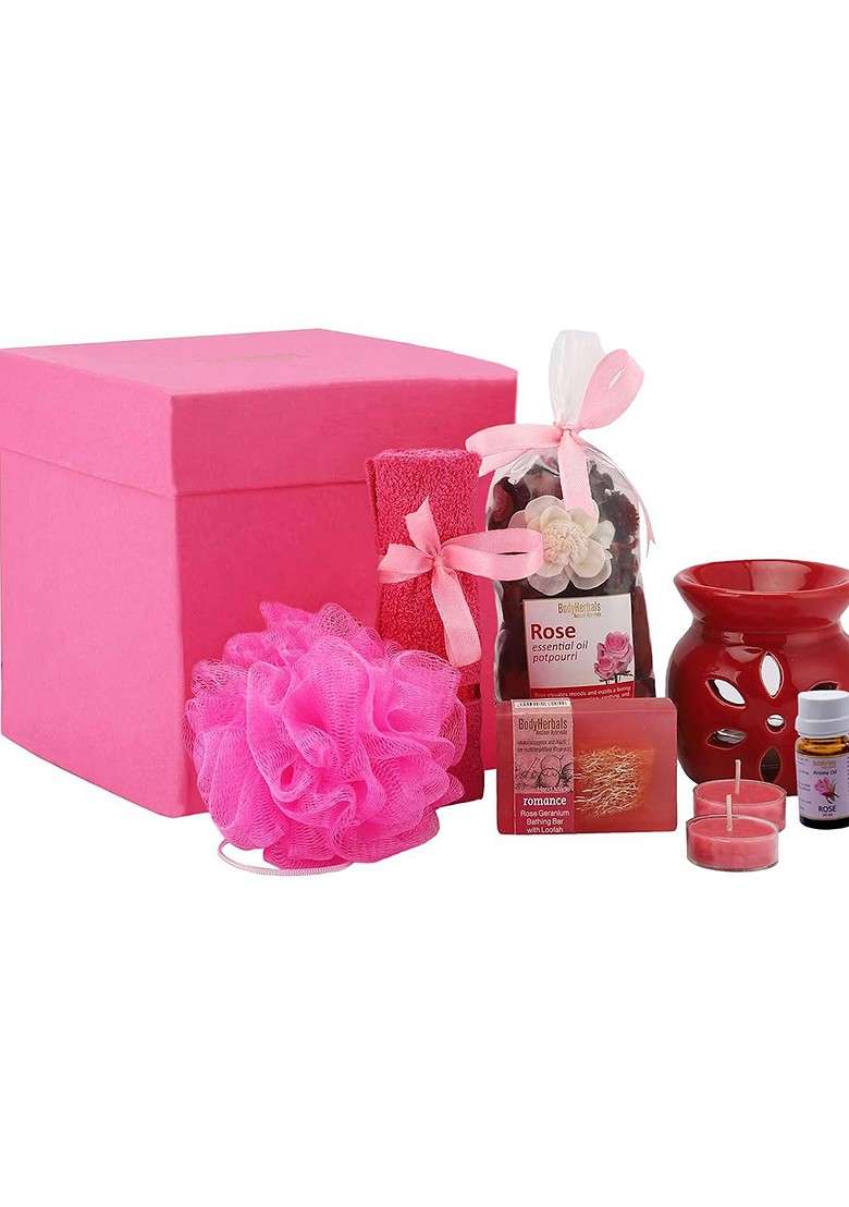 Bodyherbals 7 Pcs Pink Rose Soap Spa Bath Body Gift Set - Indya