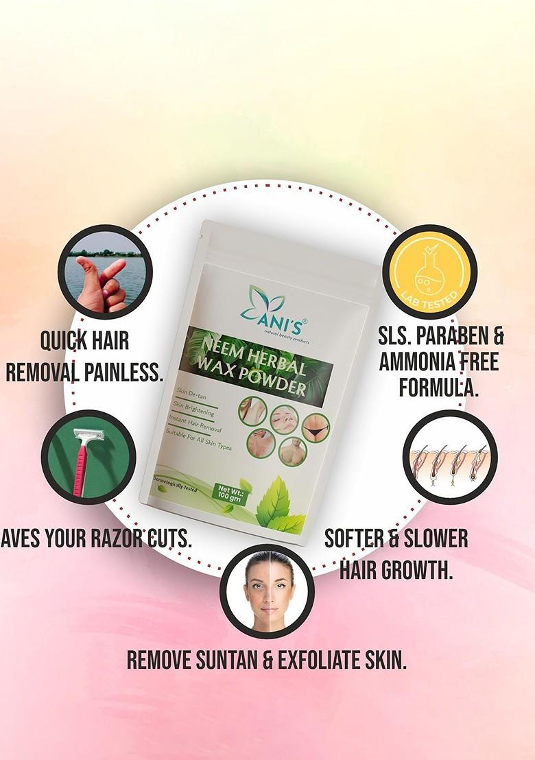 Ani'S Set Of 2 Neem Natural Waxing Powder For Instant Hair Removal 100G Each