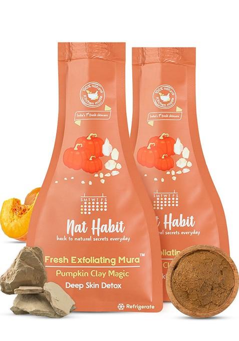 Nat Habit Set Of 2 Fresh Exfoliating Mura Face Exfoliator With Pumpkin Clay Magic 25G Each