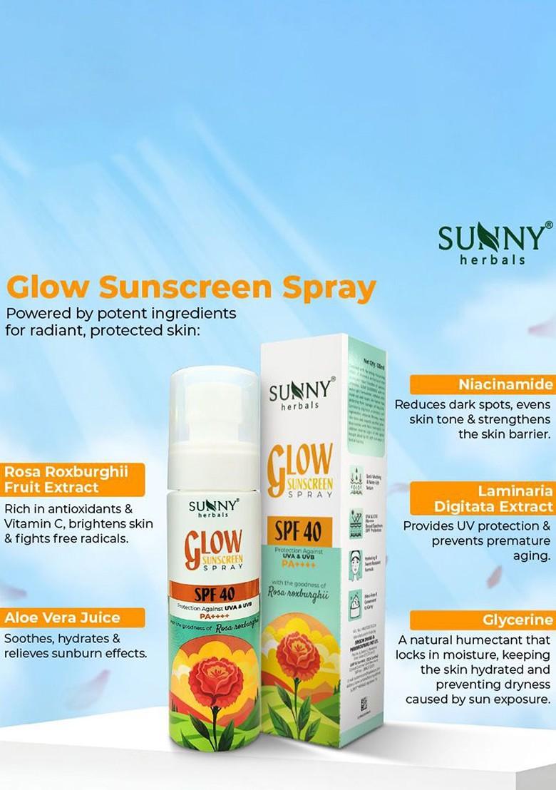 Sunny Herbals Glow Sunscreen Spray Spf 40 With Aloevera 100 Ml