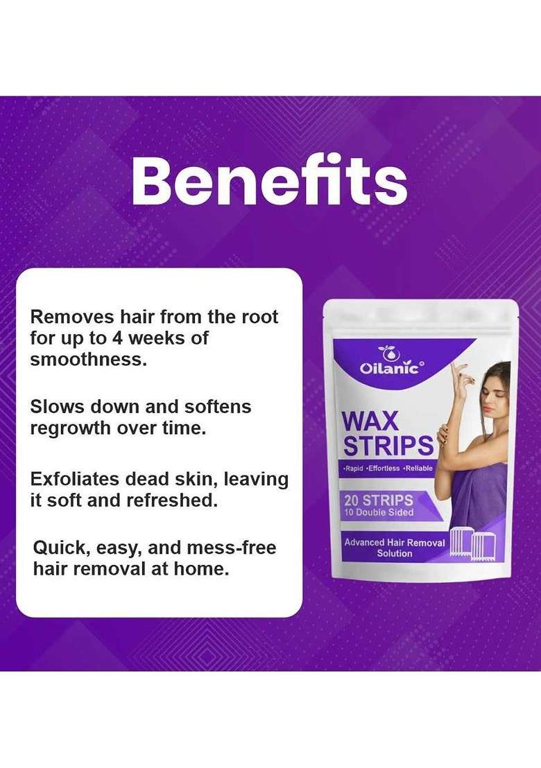 Oilanic Set Of 3 Lavender Wax Strips For Painless Waxing Smooth Skin 20 Each - Indya