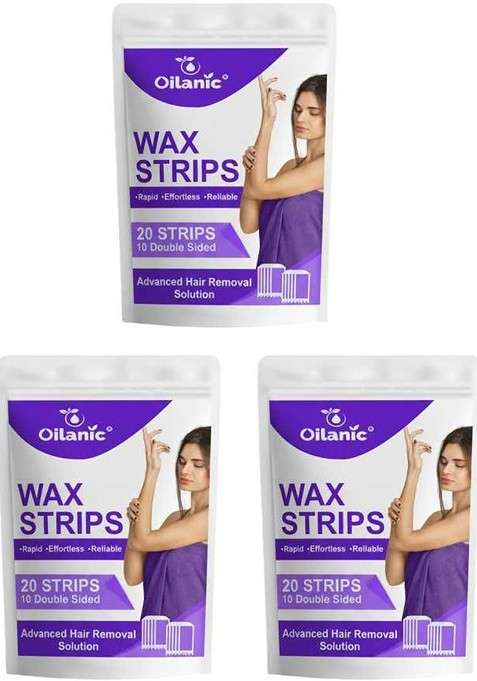Oilanic Set Of 3 Lavender Wax Strips For Painless Waxing Smooth Skin 20 Each