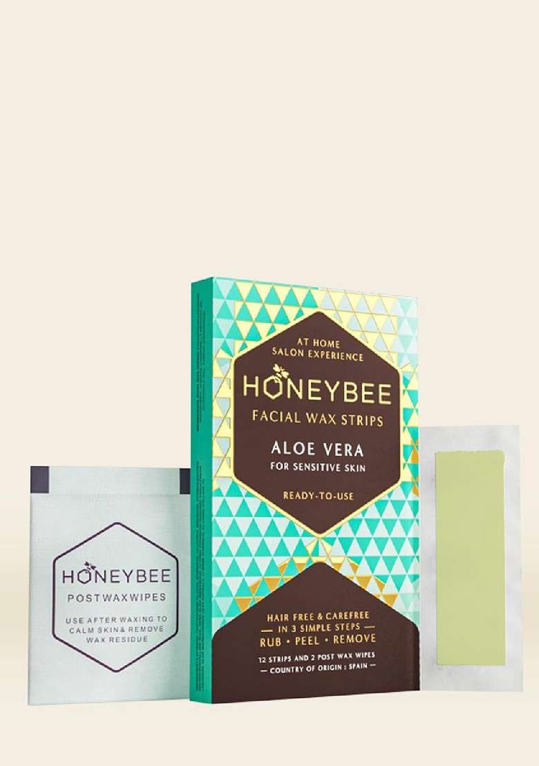 Honeybee Set Of 2 Aloe Vera Facial Wax Strips 12 Post Wipes Each - Indya