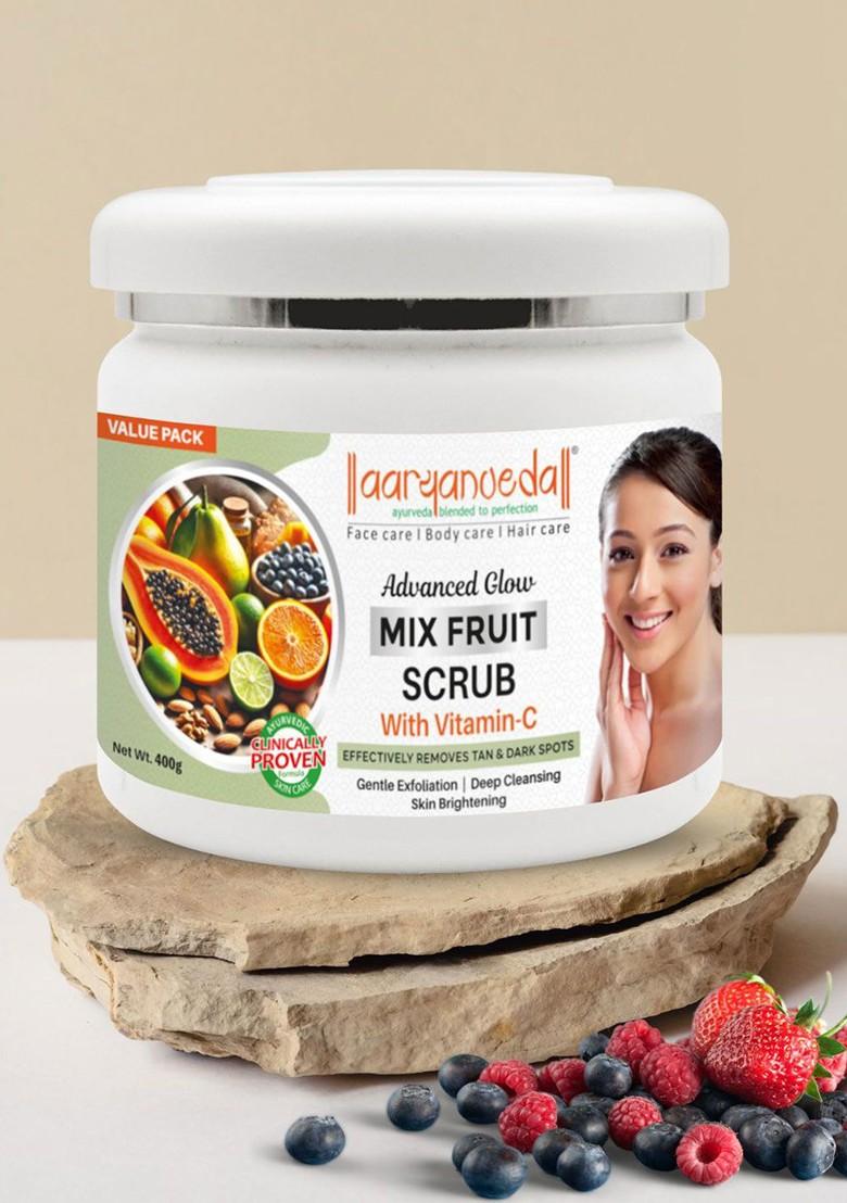 Aryanveda Mix Fruit Scrub To Remove Dead Skin Cleans Deeply 400 G