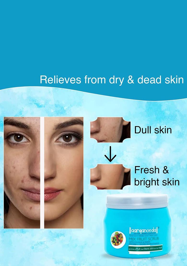Aryanveda Mix Fruit Scrub To Remove Dead Skin Cleans Deeply 400 G