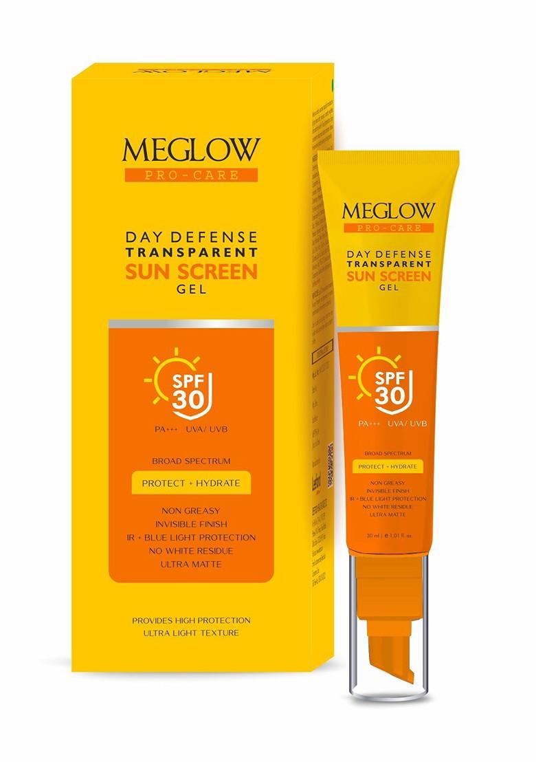 Meglow Pro Care Day Defence Broad Spectrum Spf 30 Sunscreen Gel For Face 30Ml