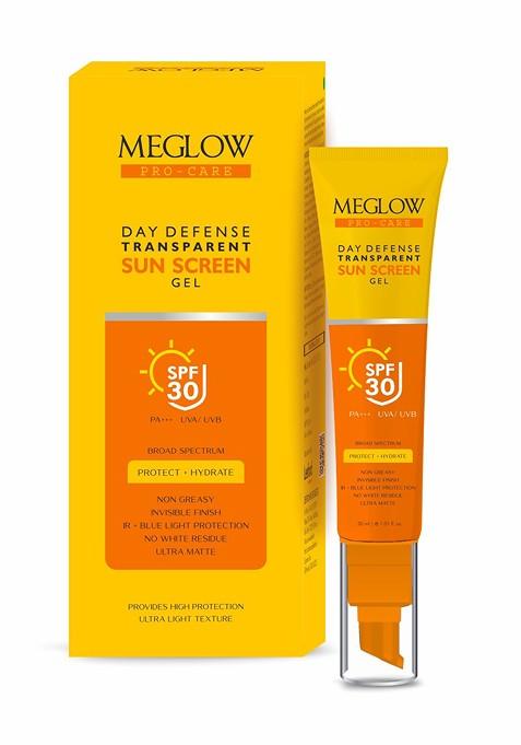 Meglow Pro Care Day Defence Broad Spectrum Spf 30 Sunscreen Gel For Face 30Ml