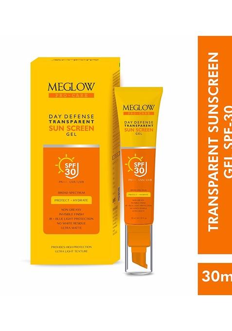 Meglow Pro Care Day Defence Broad Spectrum Spf 30 Sunscreen Gel For Face 30Ml