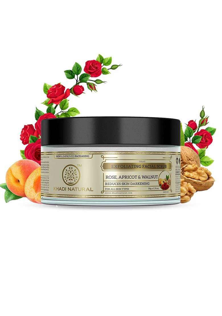 Khadi Natural Rose Apricot Walnut Face Scrub 50 G - Indya