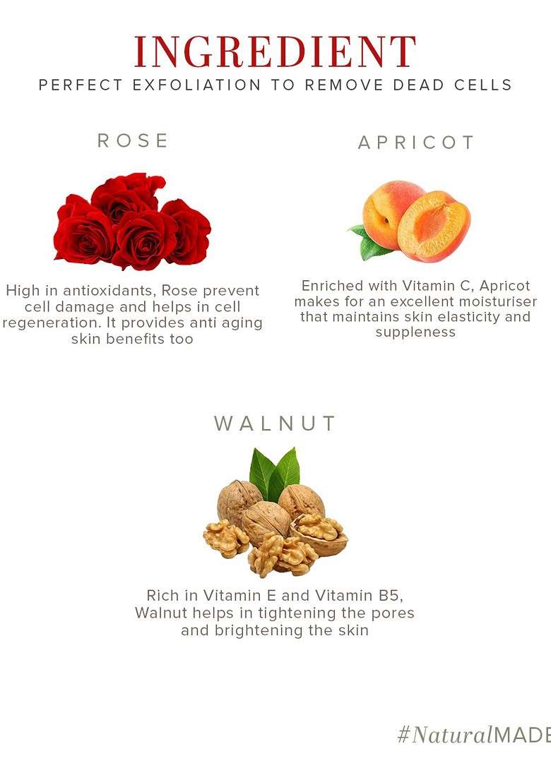 Khadi Natural Rose Apricot Walnut Face Scrub 50 G - Indya