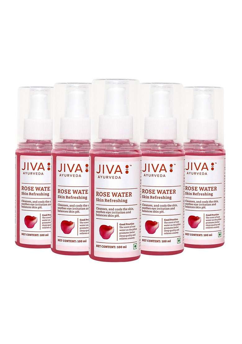 Jiva Set Of 5 Rose Water Skin Refreshing Toner 100Ml Each - Indya