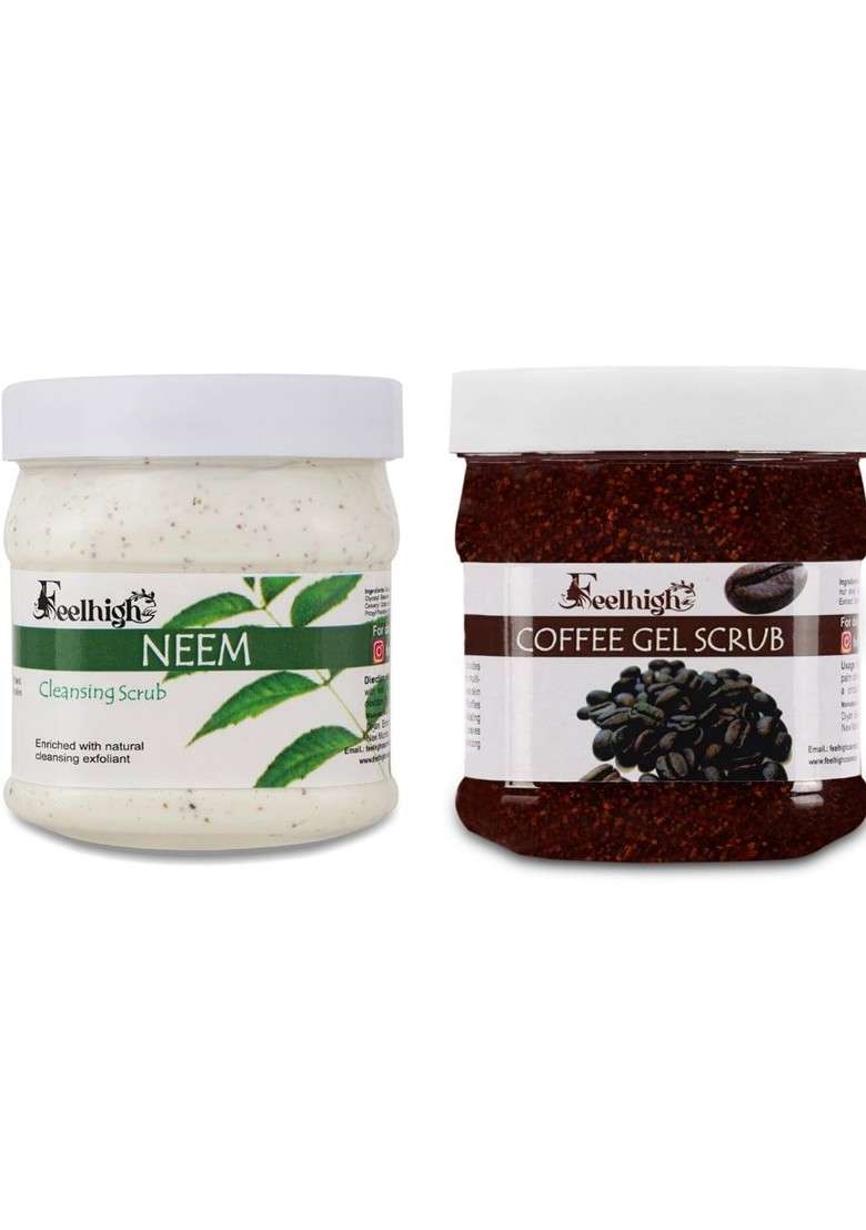Feelhigh Set Of Neem Coffee Face Scrub 500 Ml Each - Indya