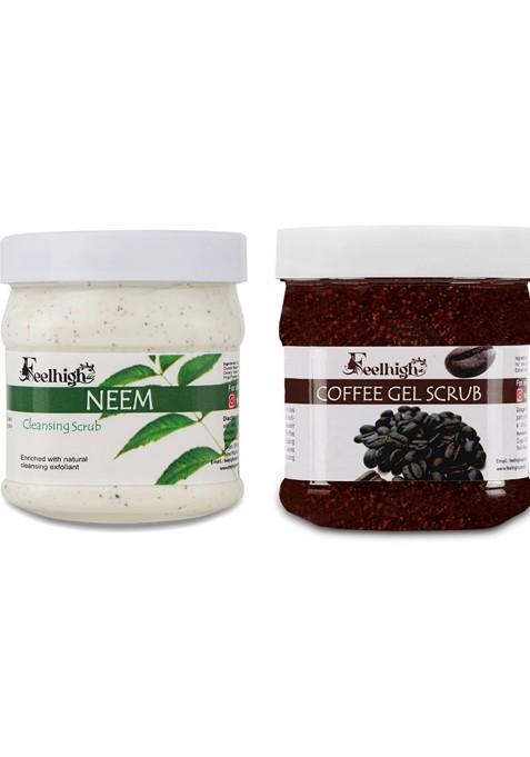 Feelhigh Set Of Neem Coffee Face Scrub 500 Ml Each