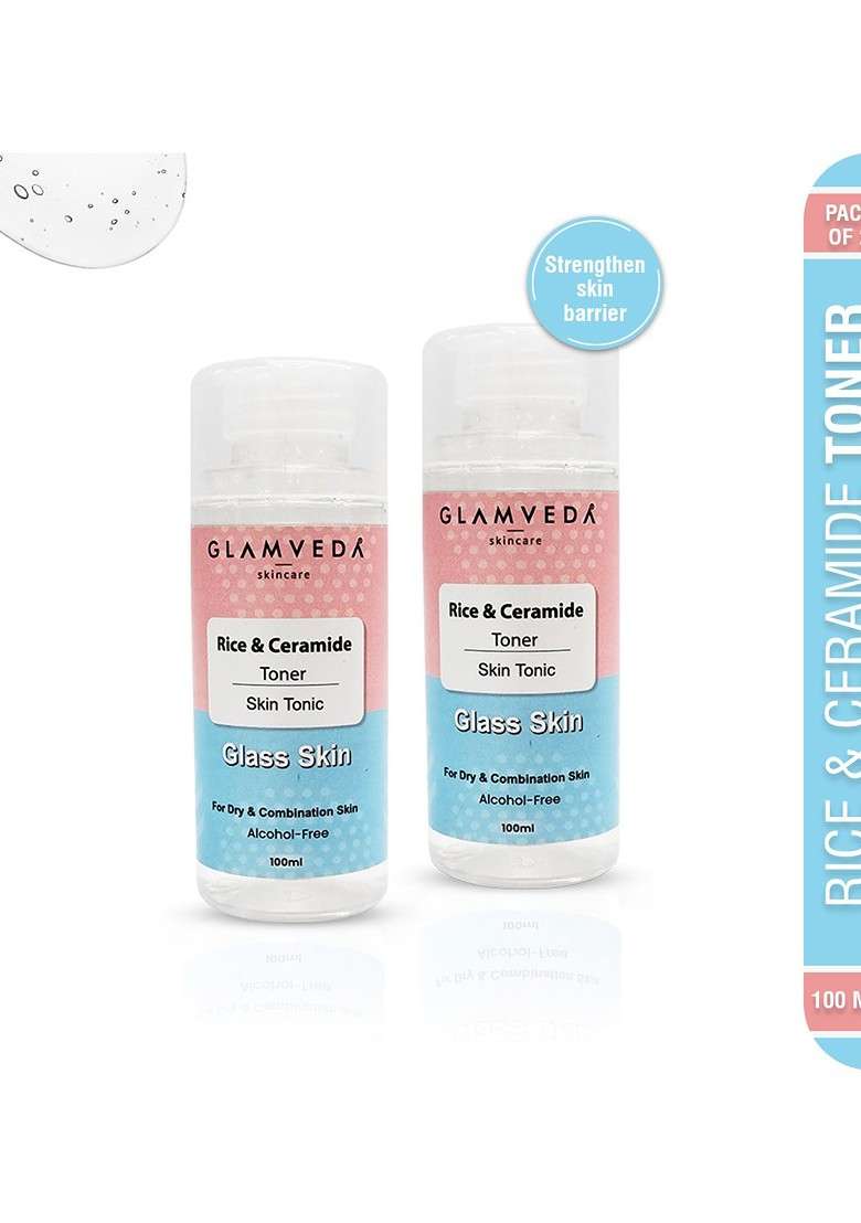 Glamveda Set Of 2 Korean Glass Skin Rice Ceramide Nourishing Toner 100 Ml Each - Indya