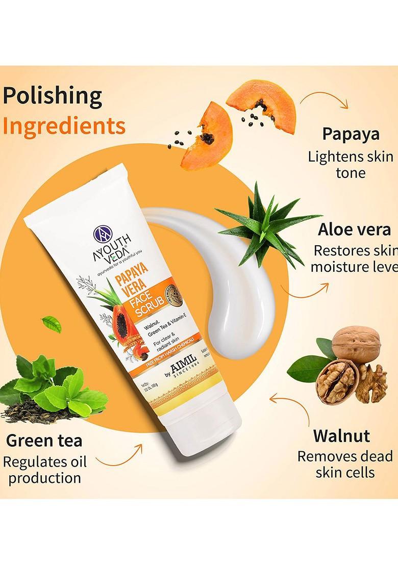 Ayouthveda Face Scrub With Walnuts Green Tea For Radiant Skin 100 Gm
