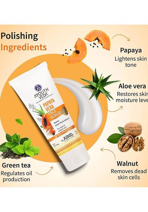 Ayouthveda Face Scrub With Walnuts Green Tea For Radiant Skin 100 Gm